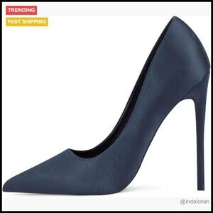 Satin Stiletto Pumps Pointed Toe High Heels Wedding Party Dress Shoes